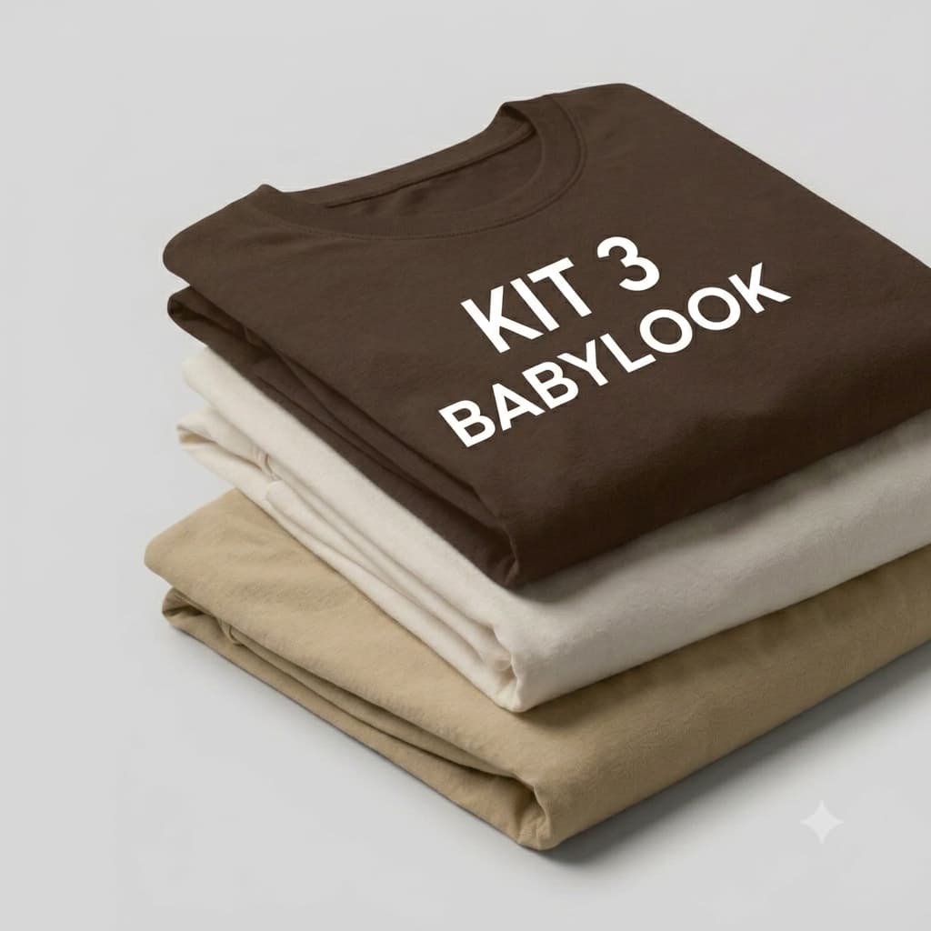 Kit 3 ou kit 2 Babylook  Feminina 100% Algodão Premium Camiseta T- shirt Básica Dia a Dia Casual P ao GG