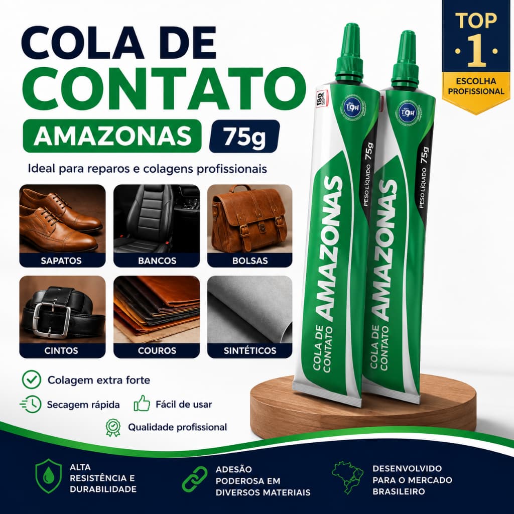 KIT com 2 Cola profissional para calçados bisnaga 75g Amazonas Adesivo de contato
