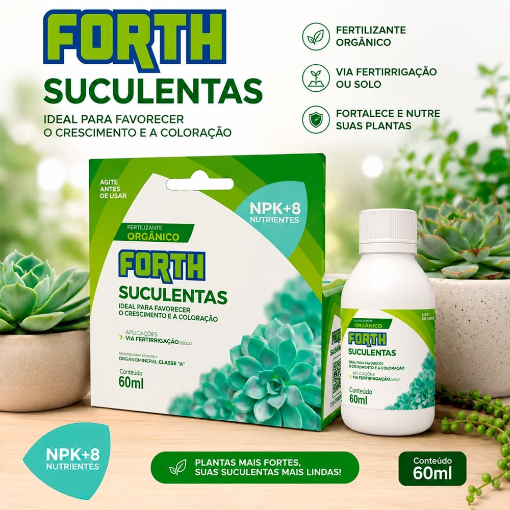 Adubo Fertilizante Orgânico Forth Jardim Suculentas Crescimento Fortalecimento Nutrição e Coloração 60ml