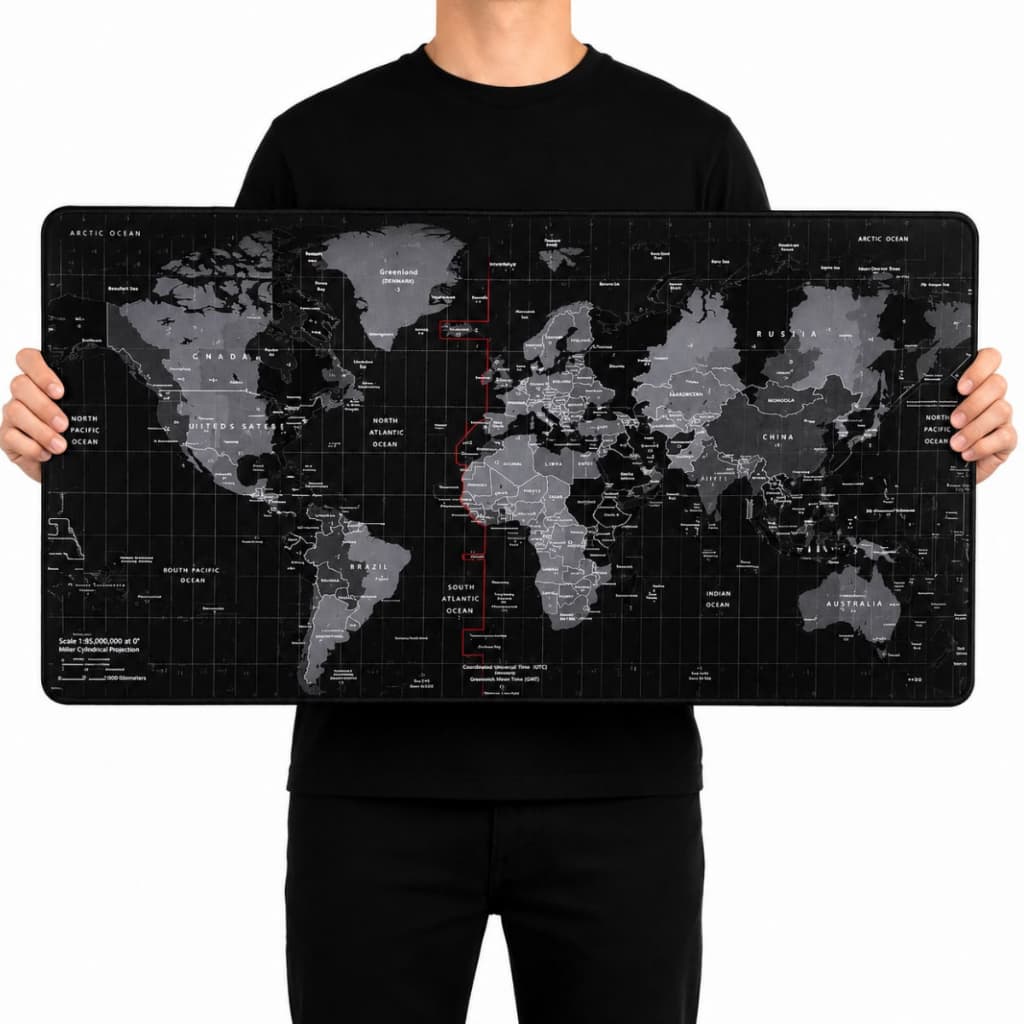 Mouse Pad Gamer Mapa Mundi 90x40 extra Grande Hoopson Impermeável