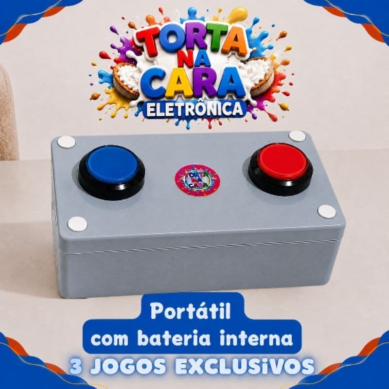 Torta na cara automática sem fios, portátil com bateria interna recarregável, 3 jogos exclusivos!
