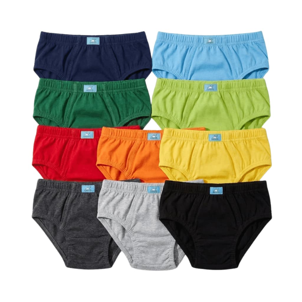 Kit Cueca Infantil Menino Algodão Forro Antialérgica Slip Confortável Coeca Lisa Macia Respirável