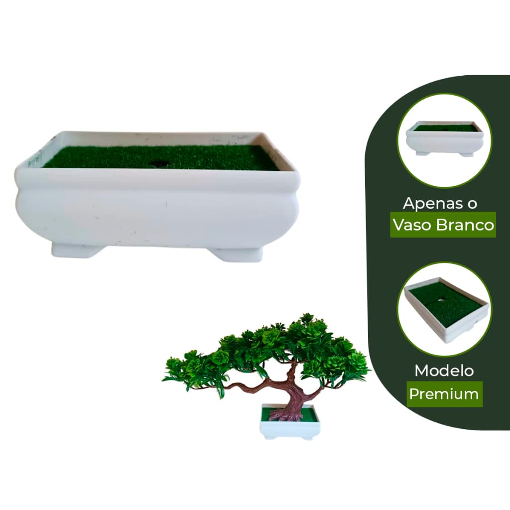 Vaso Decorativo Branco Retangular para Plantas Bonsai Jardineira Medidas 10x6x4cm