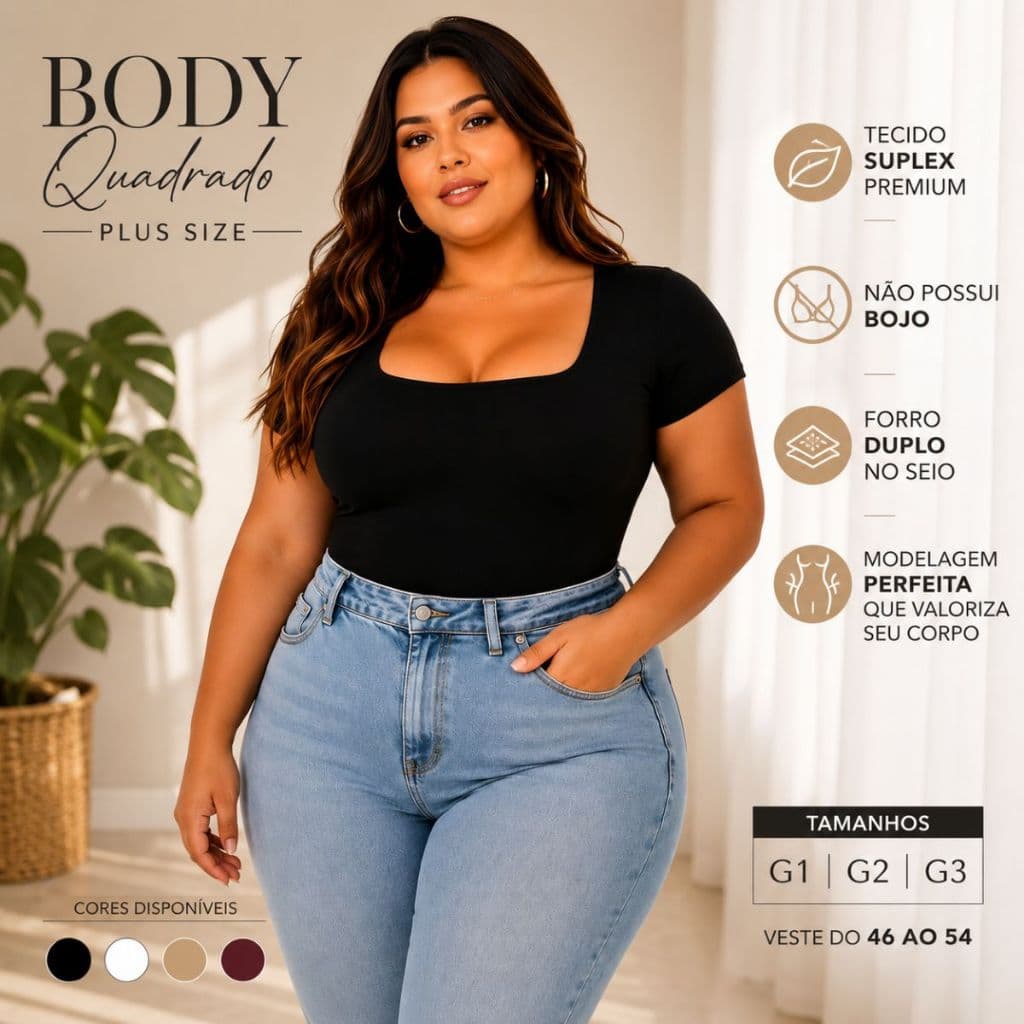 Body Feminino Manga Curta Suplex Collant Plus Size Decote Quadrado Blusinha Modelador Verão P002