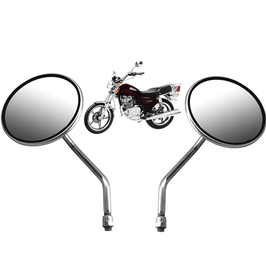 Par Espelho Retrovisor Bolinha Universal Em Aço Rosca Direita 10mm