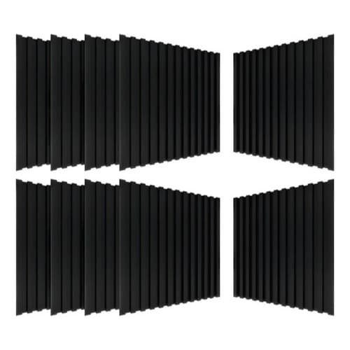 10 Placas 3D Ripado PVC 50x50 Kit Preto