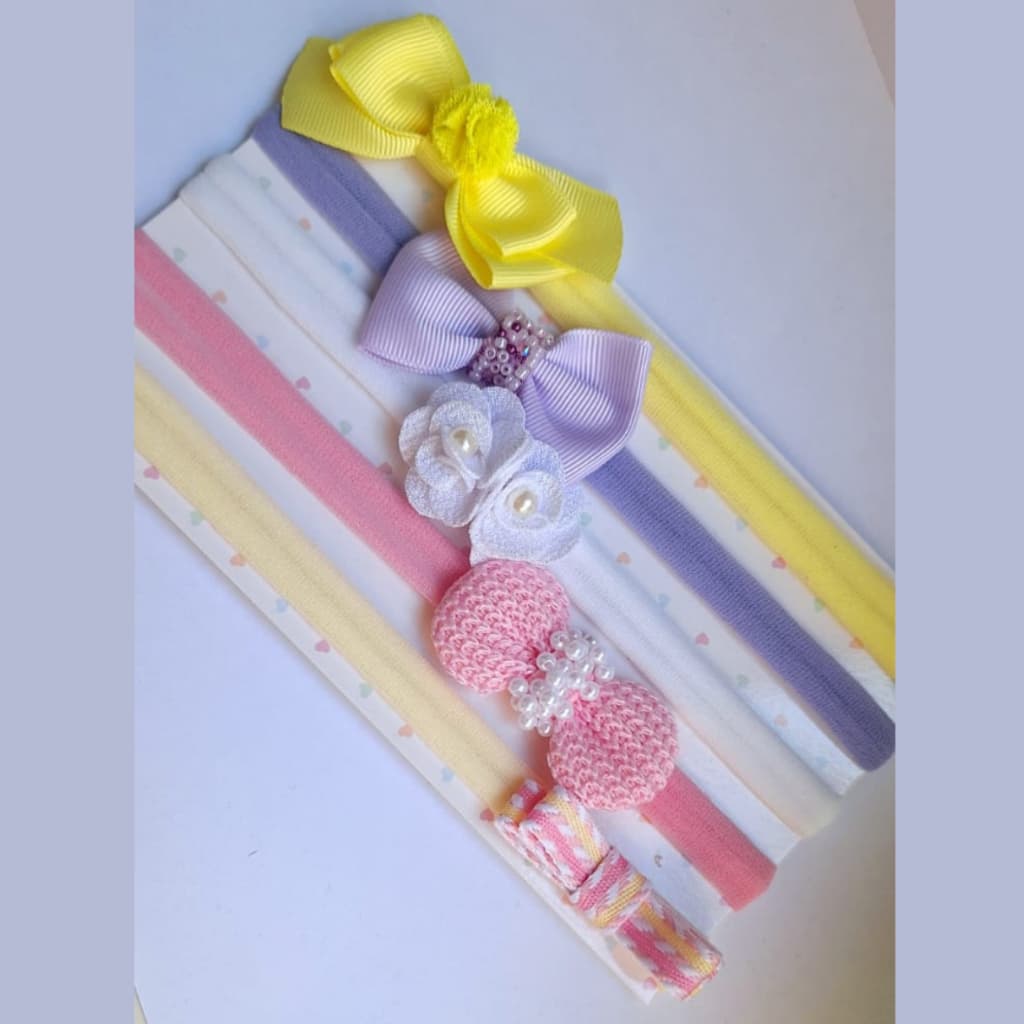 Kit 5 Faixinhas RN Meia de Seda - Laços Delicados para Recém-Nascido - Conforto e Estilo