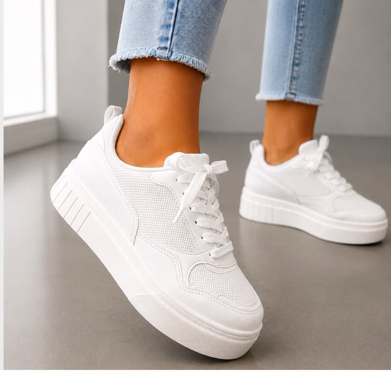 Tênis Plataforma Feminino Casual Tênis Feminino Casual Branco Lançamento Macio Confortável