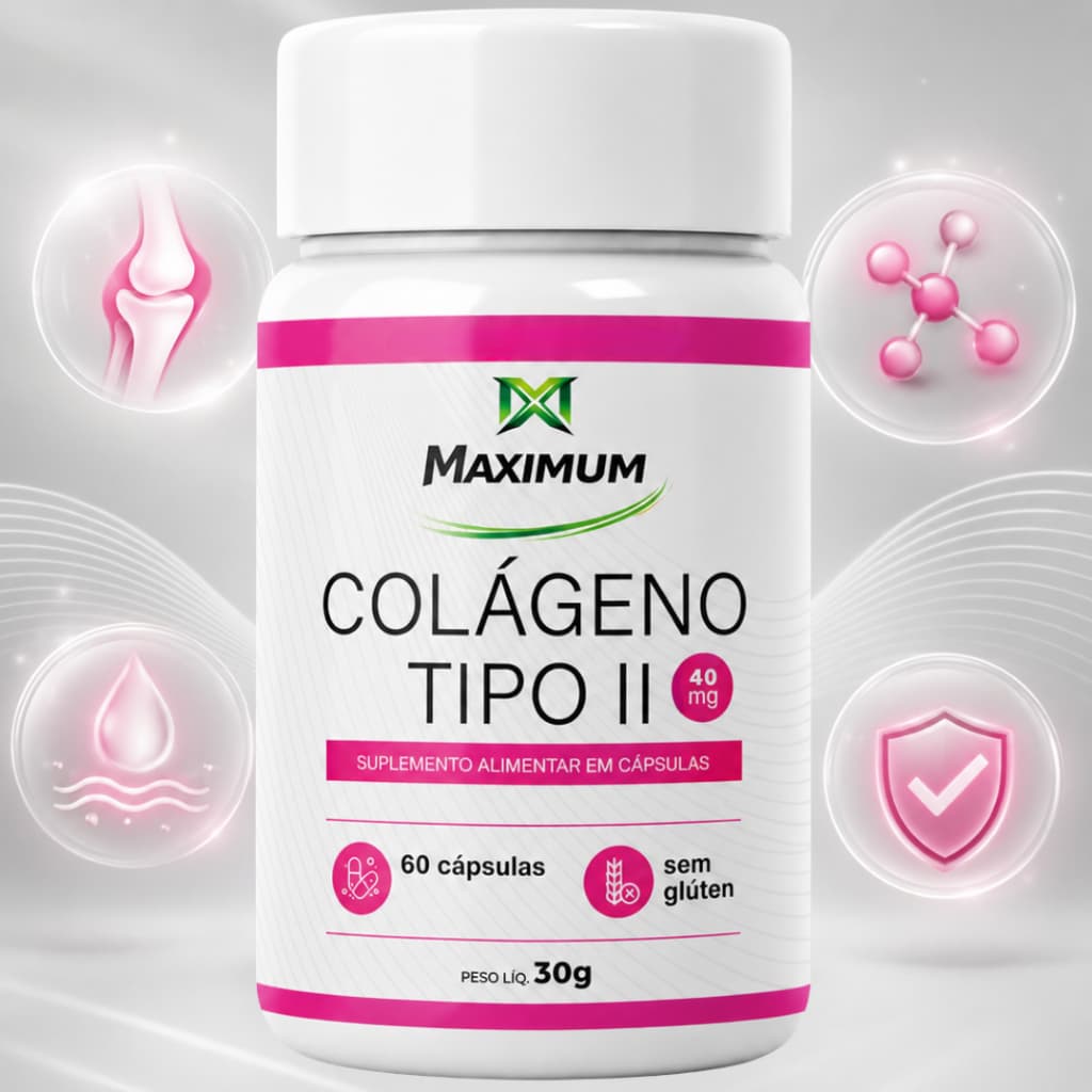 Colágeno Tipo 2 Maximum 60 Cápsulas Suplemento Articulações Cartilagem Joelho Mobilidade