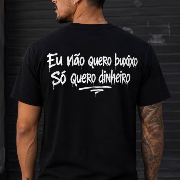 Camiseta Personalizada Com e Estampa Chora Agora Ri Depois - Frase nas Costas - Algodão Premium.
