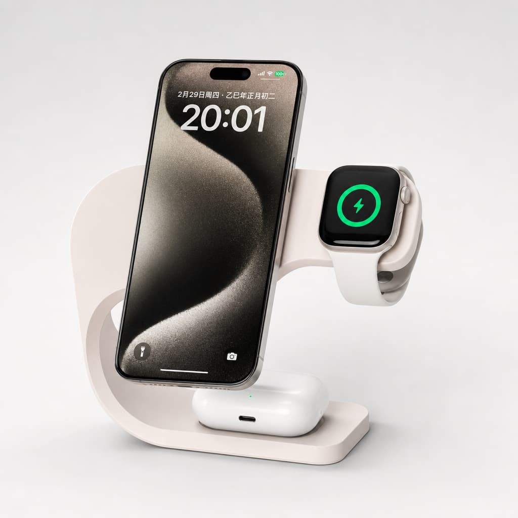 Suporte Organizador 3 em 1 Compatível com MagSafe, Ipod, Iphone,Apple Watch