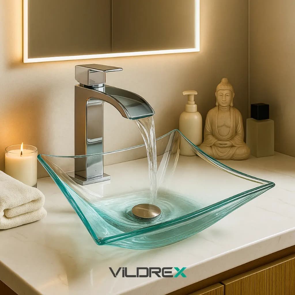 Cuba Vildrex Retangular 40x30 Vidro Banheiro Lavabo Moderna
