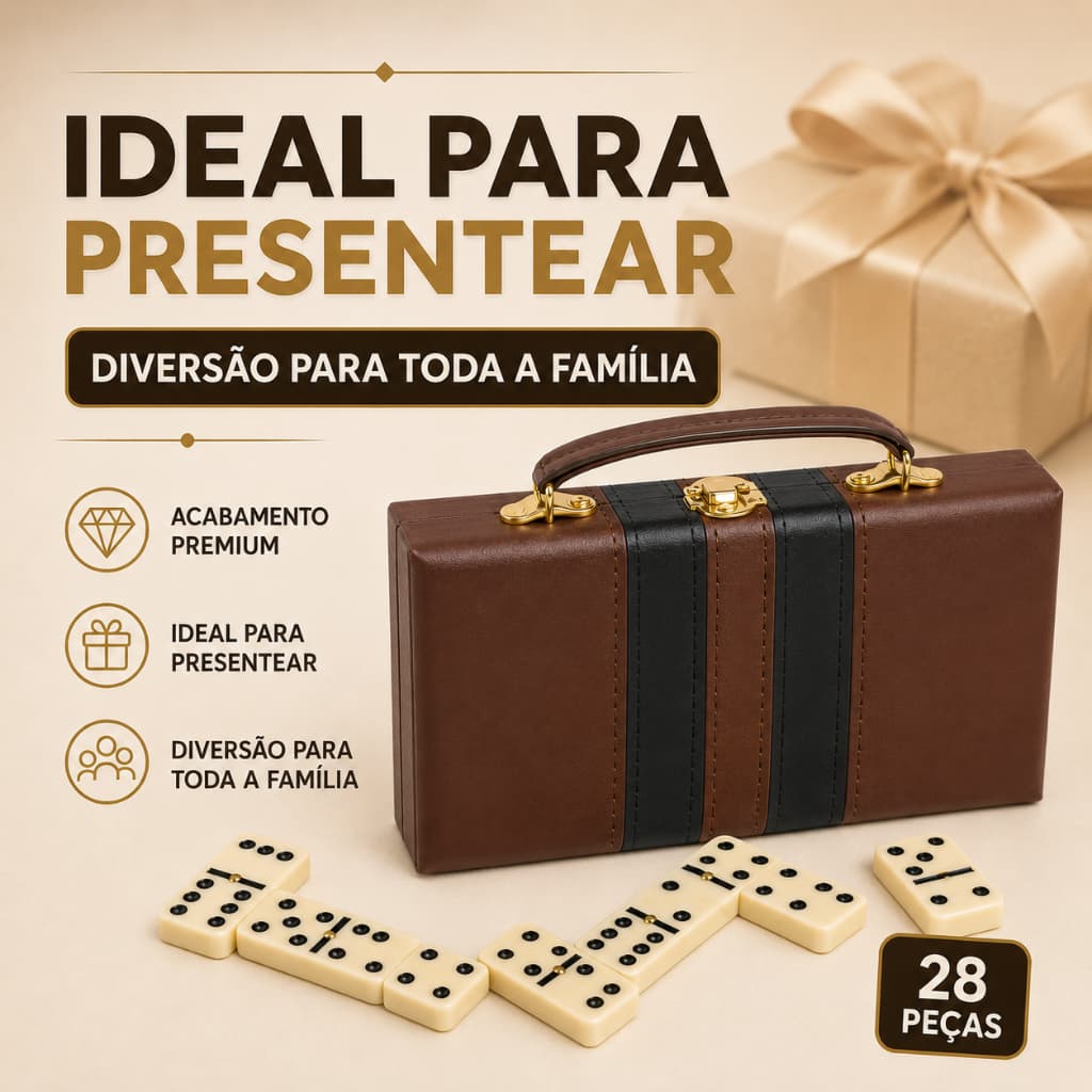 Dominó maleta profissional de osso pedras grandes premium 28 peças jogo estojo trava de segurança