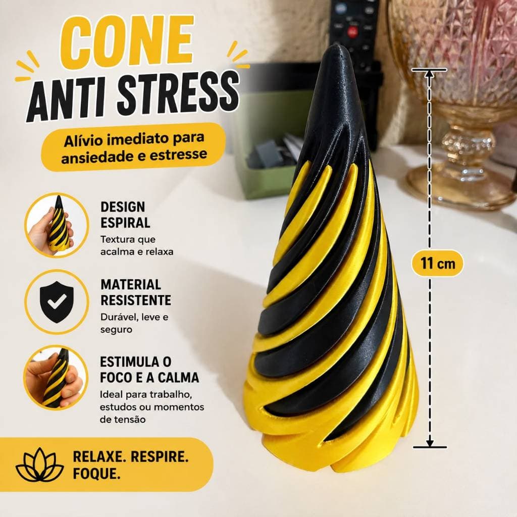 Cone Sensorial Anti Stress Fidget Toy Espiral 3D para Relaxamento Foco