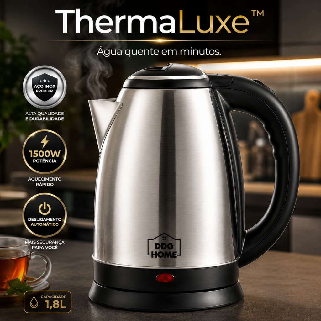 Chaleira Elétrica Inox 1,8L 1500W 220V Aquecimento Rápido