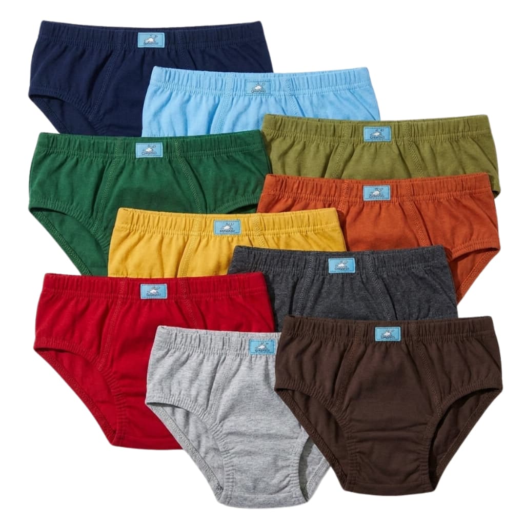 Conjunto kit de Cueca Infantil 100% Algodão Menino Slip Forro Confortável 10-5 coecas Lisas P M G GG