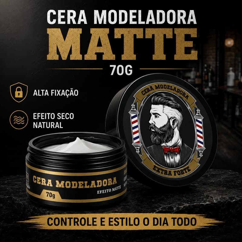 Cera Modeladora Masculina Matte 70g Alta Fixação Efeito Seco Pomada Para Cabelo Estilo Profissional