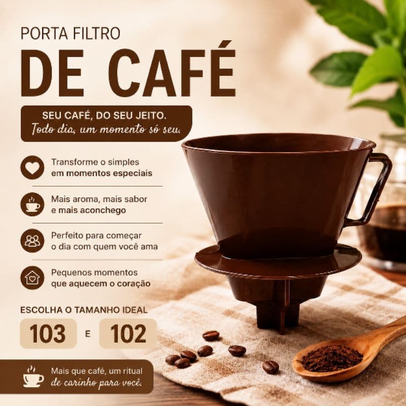 Porta Filtro de Café 102 ou 103 Suporte para Coar Café Passador Café Plástico Resistente