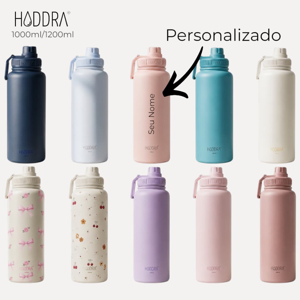 Garrafa Térmica 1000ml/1200ml Personalizada com Nome Squeeze Inox Garrafa de Água Academia e Viagem