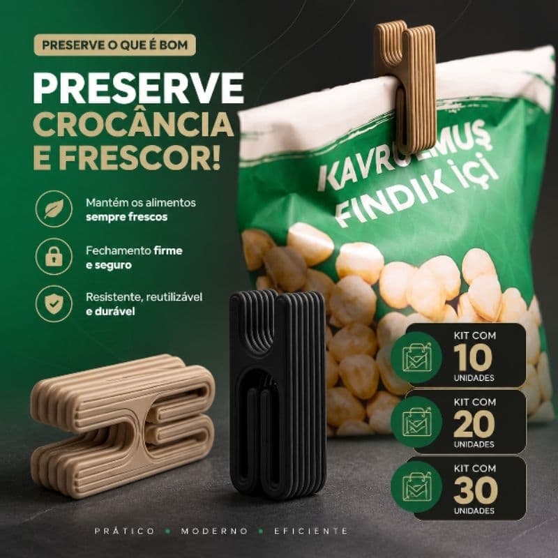 Prendedor de Embalagem Reutilizável Kit 10 20 ou 30 Unidades Fecho para Pacotes Mantém Alimentos Frescos Prendedores