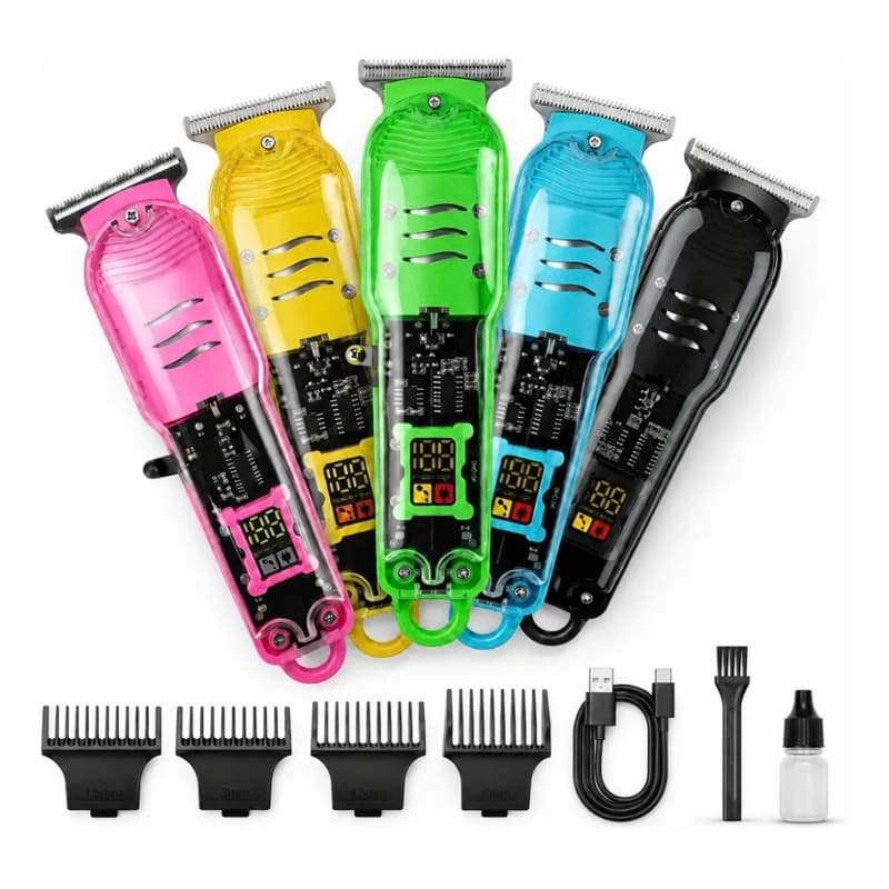 Máquina de Cortar Cabelo e Barba Sem Fio com Display LCD Inteligente