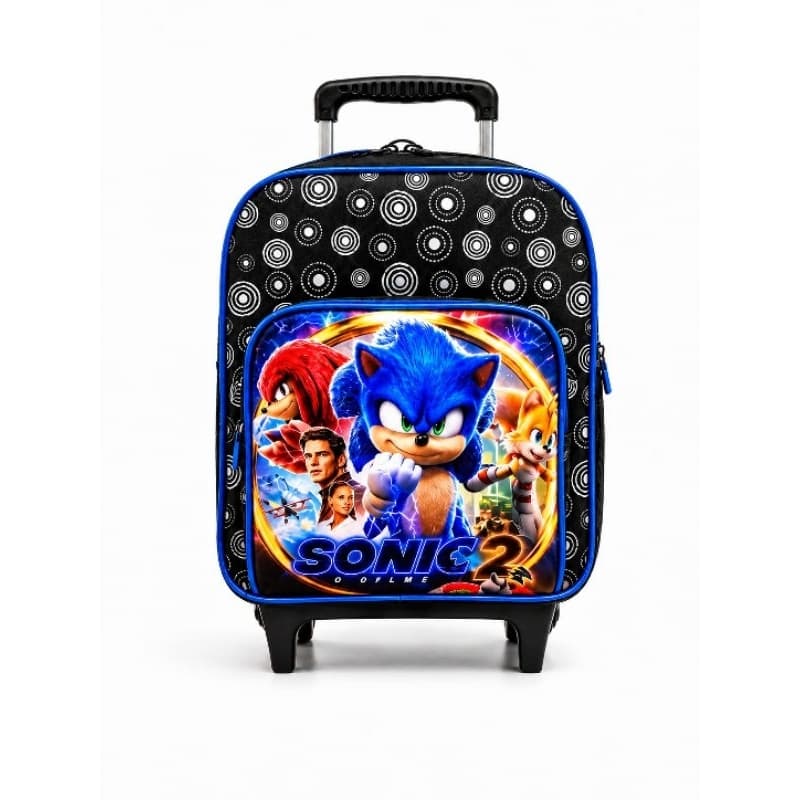 Mochila de Rodinhas Sonic Creche Infantil Reforçada Grande para Escola