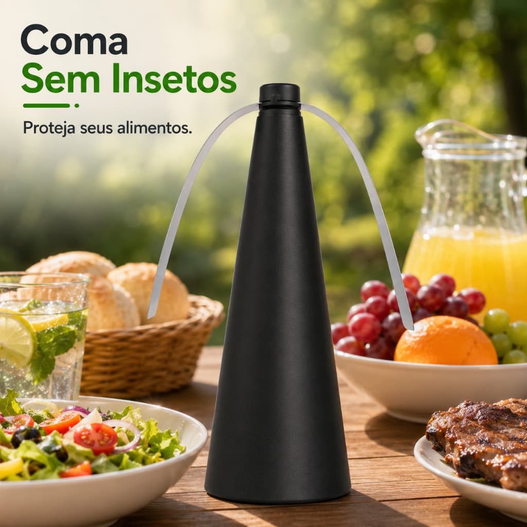 Ventilador Repelente de Insetos Moscas Portátil Mesa Churrasco Cozinha 25cm Preto