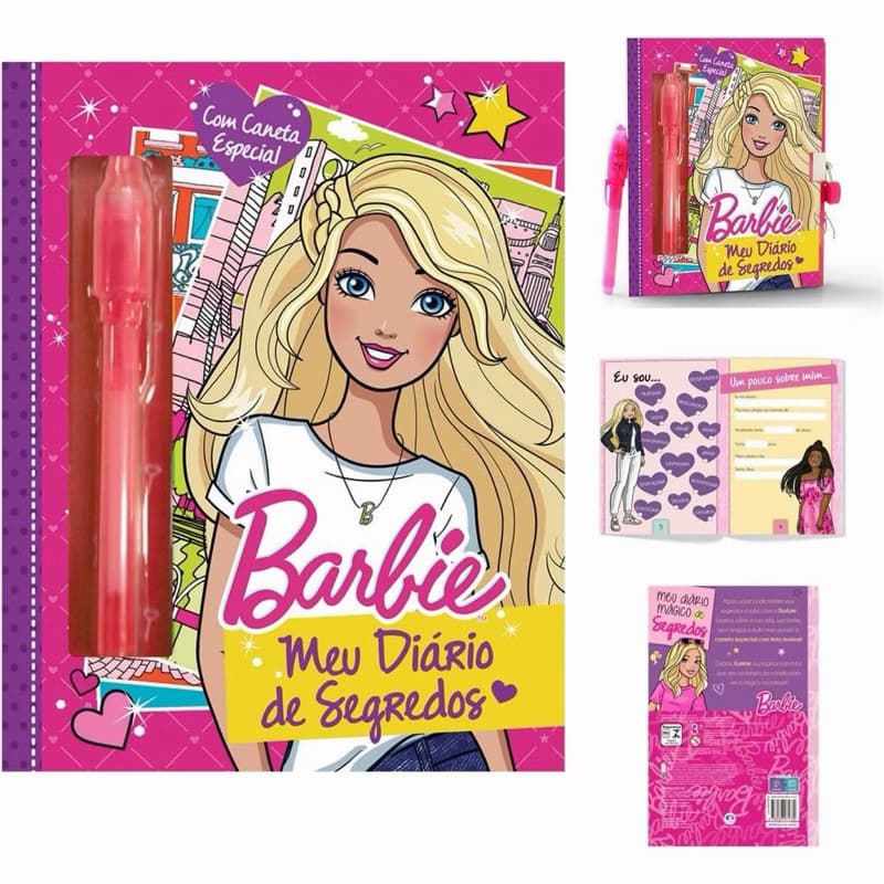 Diário Mágico Barbie com Caneta Invisível | Meu Diário de Segredos Infantil | Presente para Meninas
