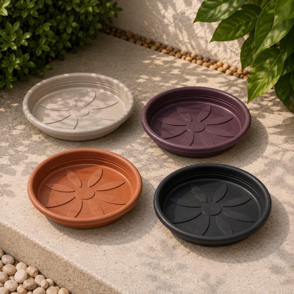 Kit 6 Prato para Vaso Redondo de Plástico Ø 31 cm Coletor de Água para Planta Jardim Varanda