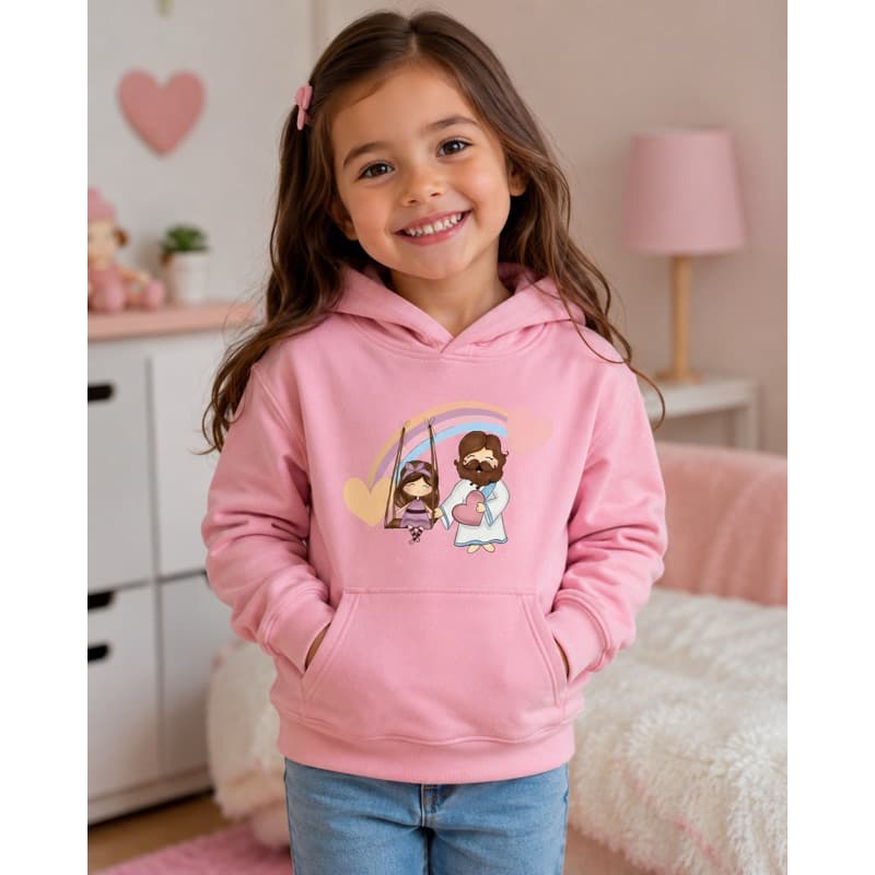 Moletom Kids Infantil Jesus Com Bolso e Capuz Flanelado e Criança Amor Fé Menino Menina Religião