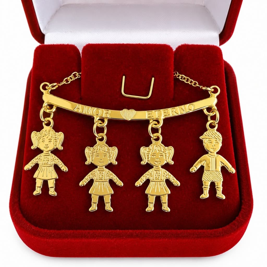 colar Com 2 Filhos Banhado A Ouro 18K