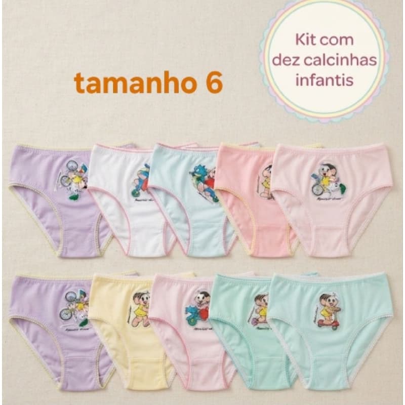 kit com 10 calcinhas infantil