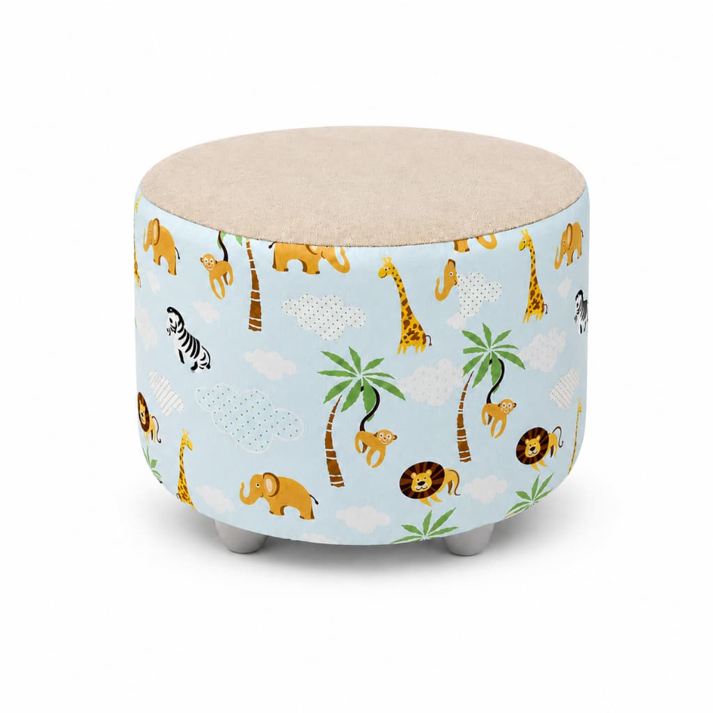 Puff Infantil Safari Redondo Decorativo 4 Pés até 120kg