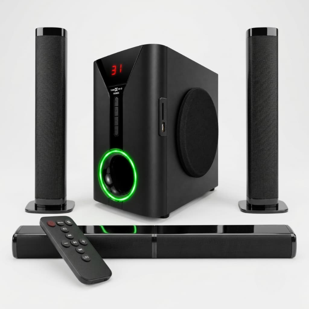 Home Theather Sistema Soundbar TXP 190MX Bluetooth USB FM Karaoke bivolt Preto