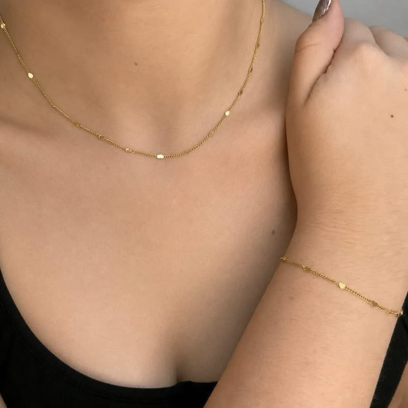 KIT 2 peças chocker coração + pulseira coração folheado dourado ouro 18k e prata 925