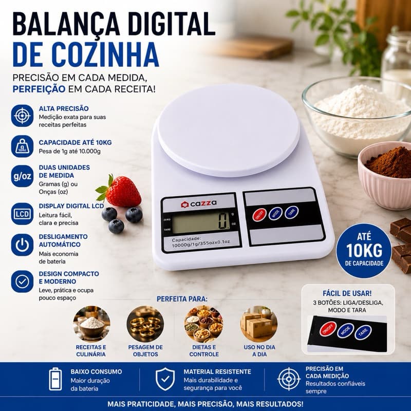 BALANÇA DIGITAL DE COZINHA 10KG