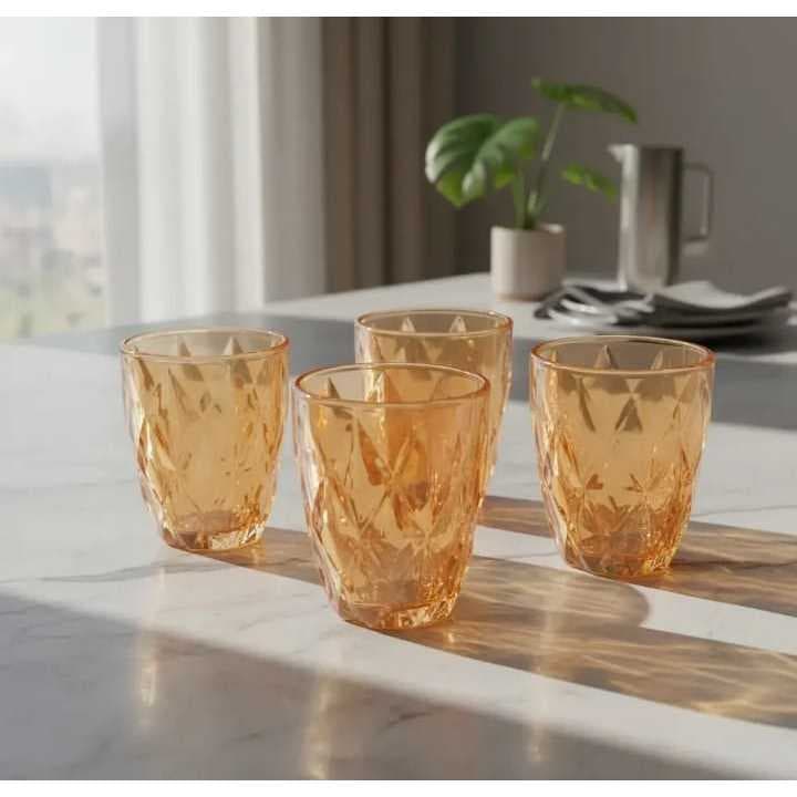 Jogo 6 Copos Baixos Diamond 300ml Vidro Grosso Diamante Luxo