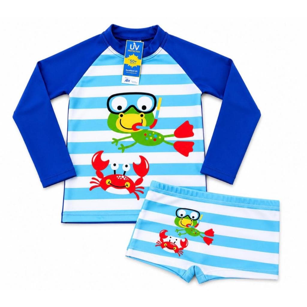 Kit Sunga Infantil com Blusa Proteção Solar Bebê Infantil para Meninos Moda Praia Meninos