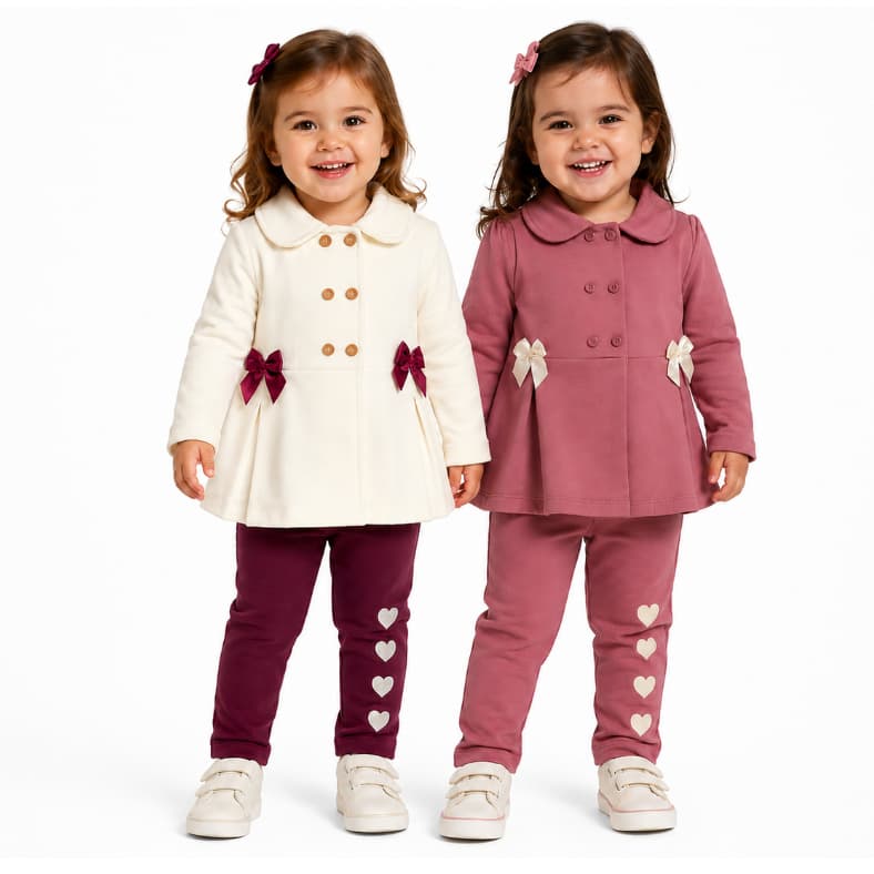Conjunto Moletom Bebe Infantil Feminino  Casaco E Calça Inverno