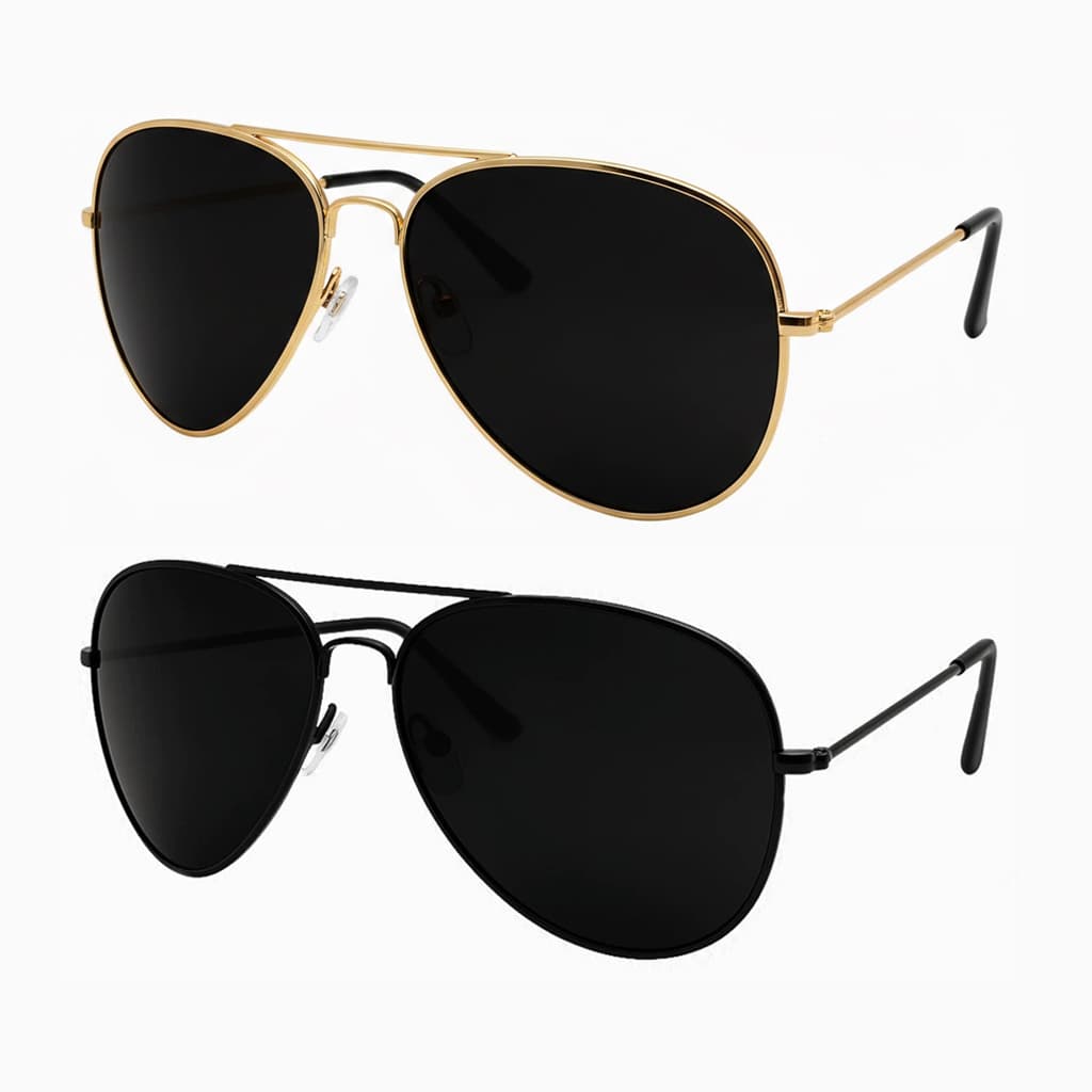 Óculos de Sol Aviador Unissex Premium Dourado e Preto – Lente Proteção UV Estilo Clássico