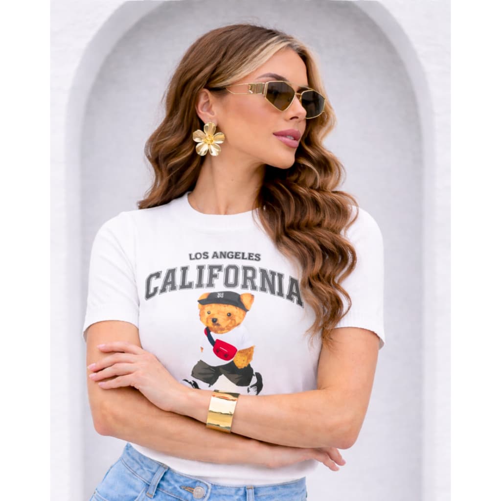 Tshirt Tricot Fino Estampa Teddy