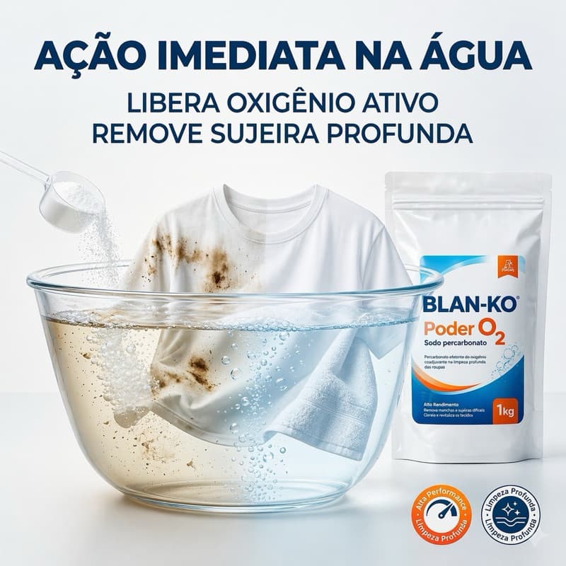 Percarbonato de Sódio 1kg BLAN-KO Poder O₂ – Tira Manchas com Oxigênio Ativo para Roupas Brancas e Coloridas