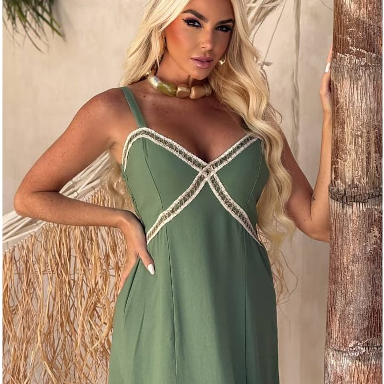 VESTIDO FEMININO MIDE COM BOJO E ELASTEX NAS COSTAS ELEGANTE CONFORTAVEL