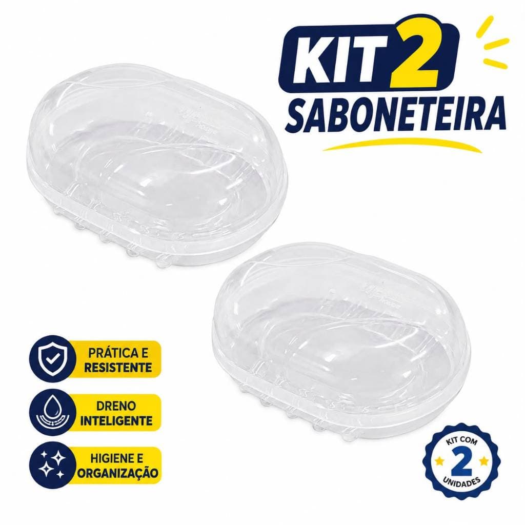 Kit 2 Saboneteiras com Tampa Protetora – Portátil, Higiênico e Ideal para Viagens