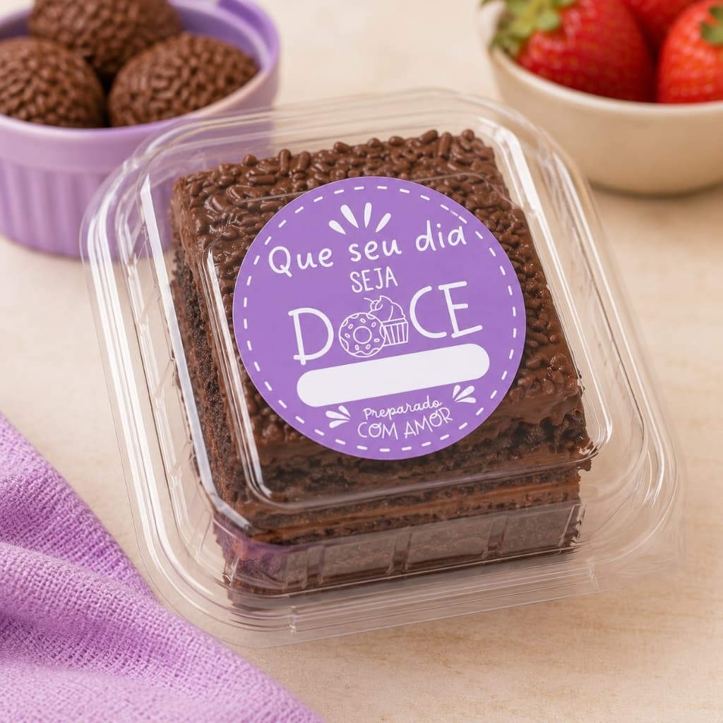 Kit com 120 Etiquetas Redondas para Embalagens de Confeitaria para doces e bolos