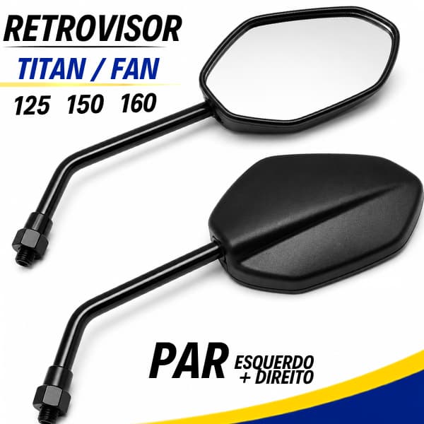 Par Retrovisor Moto Titan 125 150 160 Fan Start Universal Rosca 10mm