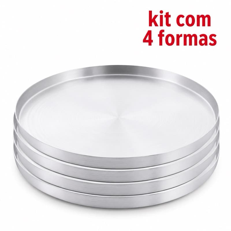 Kit 4 Formas de Pizza Aluminio | Redonda Assadeira Resistente para Forno N°30 30cm