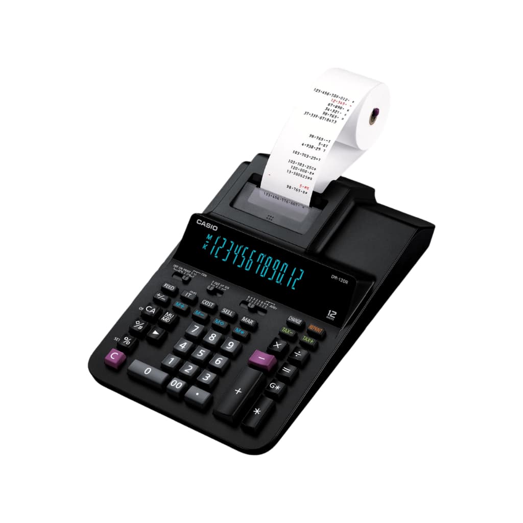 Calculadora de Mesa com Bobina/Impressão Casio DR-120RII - Preta