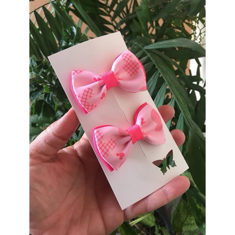 Parzinho de laço | Lacinho rosa | Laço Mickey | Acessório para menina | Laço presilha bico de pato