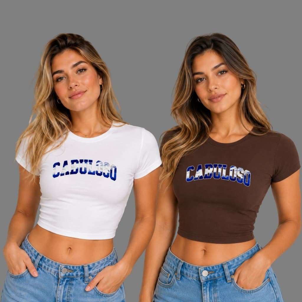Blusinha Feminina Kit 2 Baby Tee Esportiva CABULOSO DIFERENTE Futebol Brasileiro Qualidade E Conforto ENVIO IMEDIATO